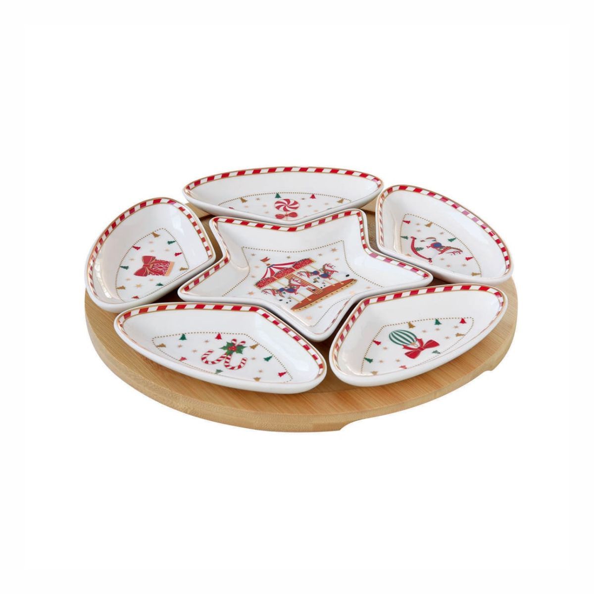 EL Christmas Wond  Набор 6 чаш на подставке бамбук 25см