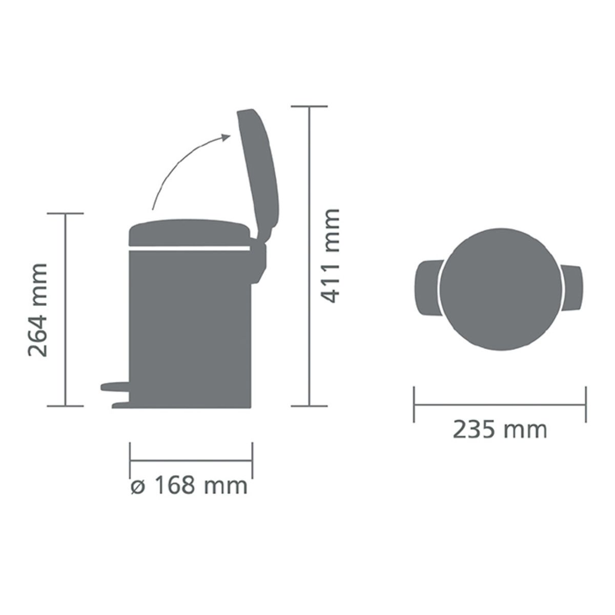 Brabantia Newlcon Ведро с педалью 3л черное 113321