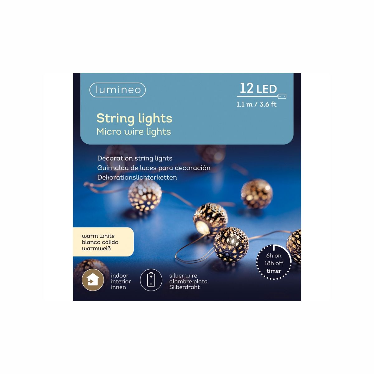 Kaemingk Гирлянда Шарики 110cm-12L теплый свет 482392