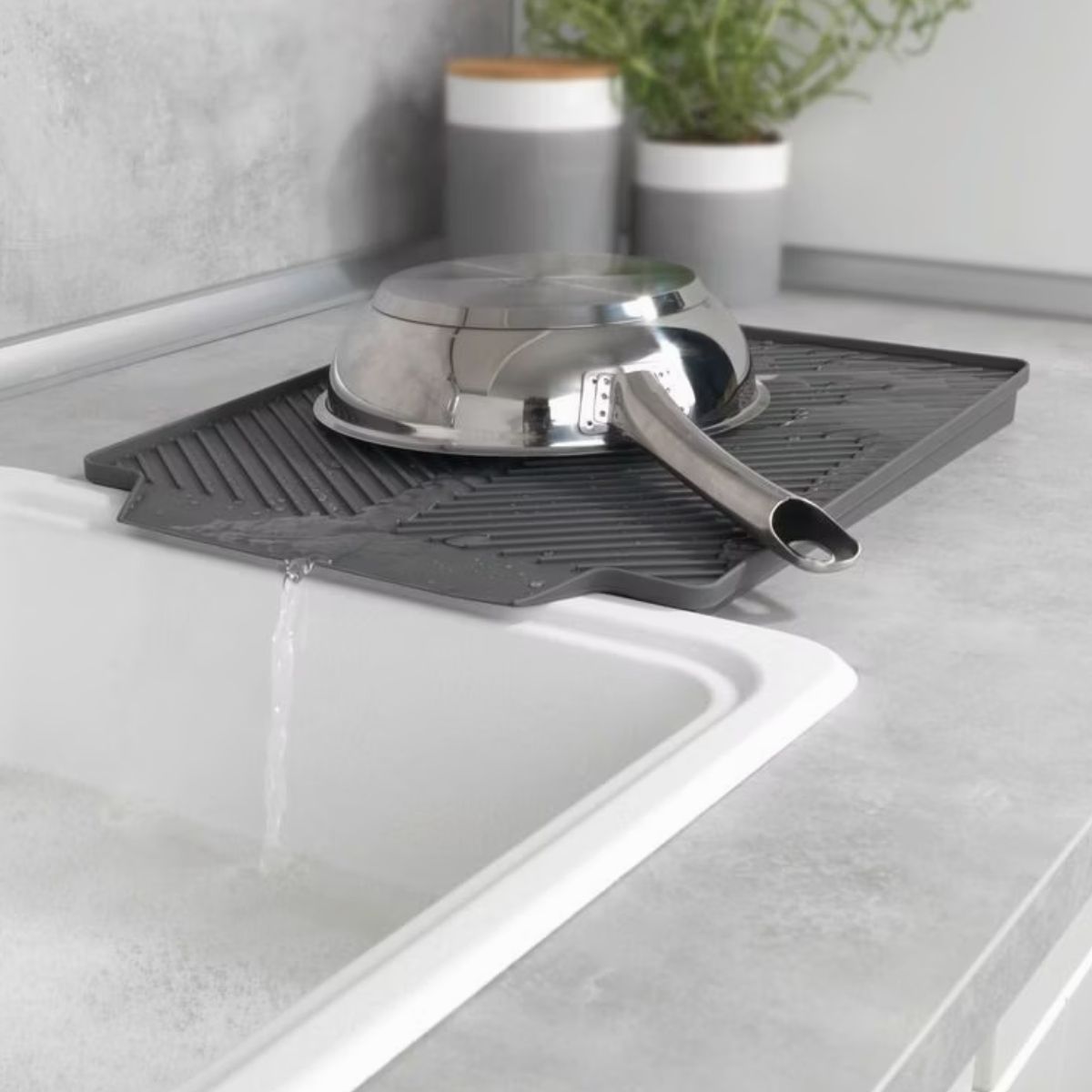 Wenko Коврик для посуды Linea 40x30x3cm серый 54703100